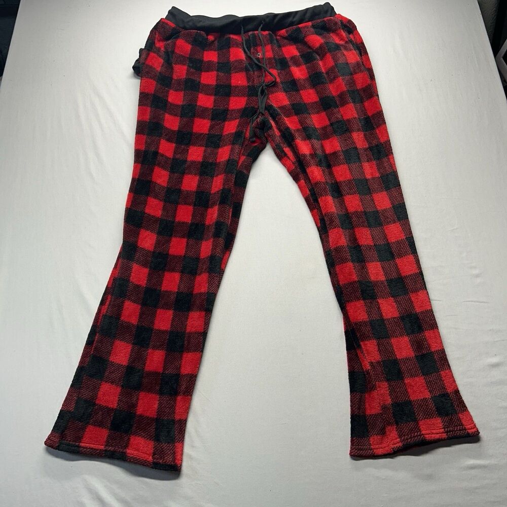 Holiday Fam Jams Men's XL Red and Black Plaid PJ Pants